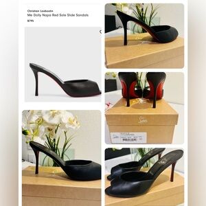 Christian Louboutin Me Dolly 85 Mules EU 42 US 12 Napa Red Sole Slide Sandals